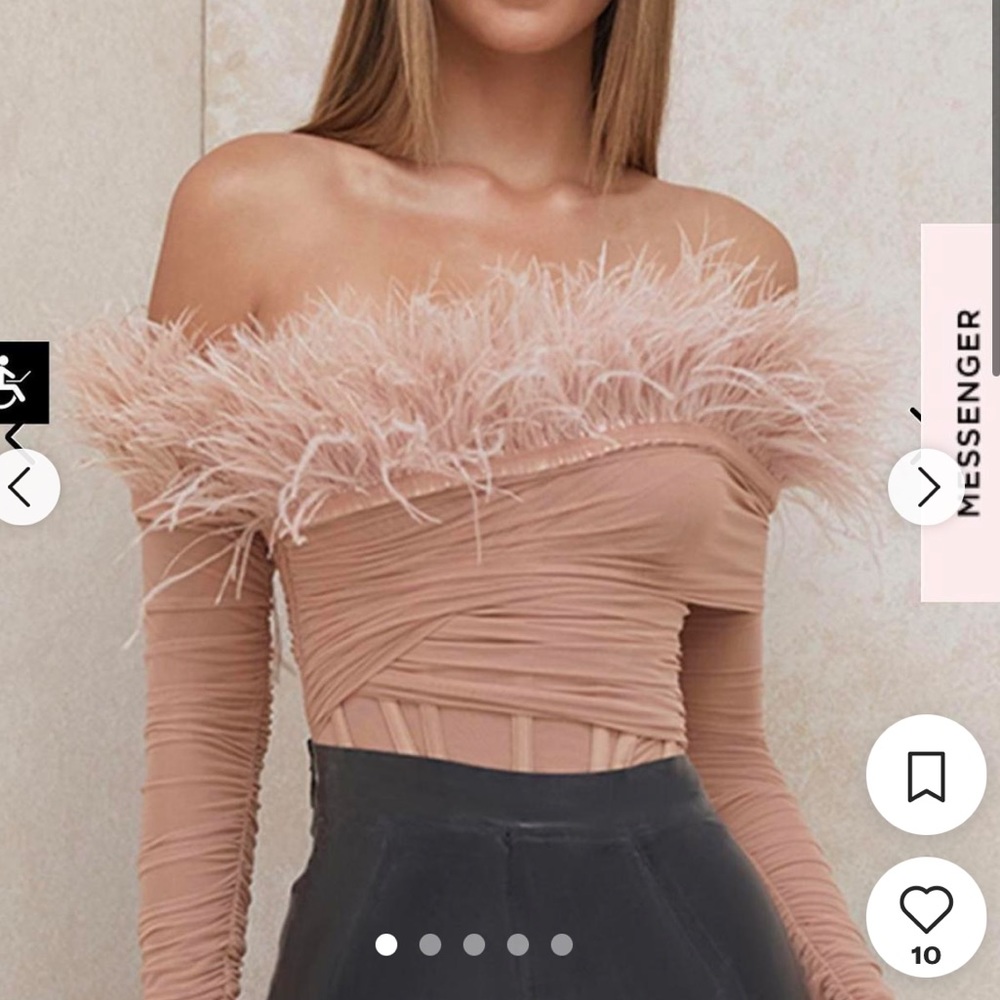 House of CB feather bodysuit